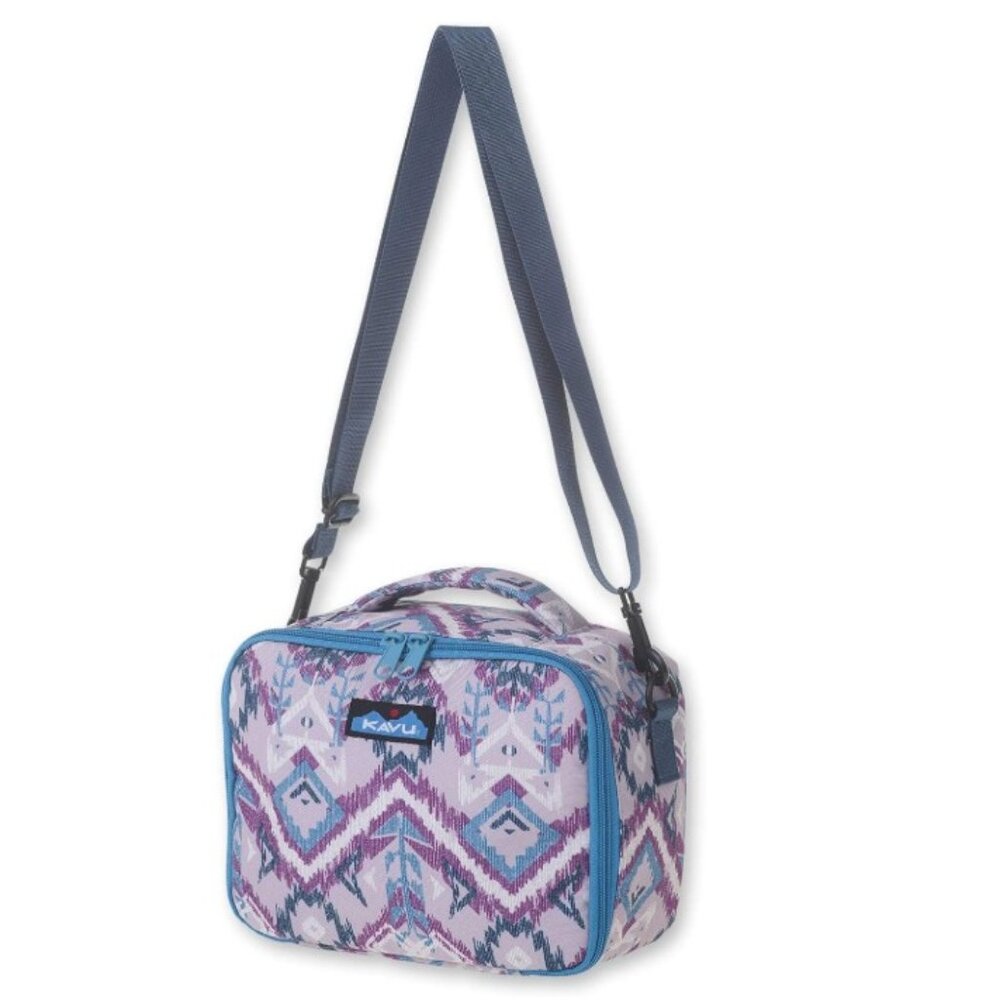 KAVU Lunch Bag Box Insulated Leak Proof Crossbody Pack Purple Ikat NEW